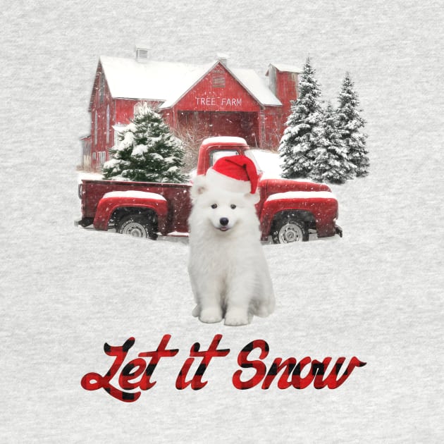 Samoyed Dog Let It Snow Tree Farm Red Truck Christmas by Brodrick Arlette Store